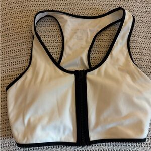 RVCA White and Black Zip Sports Bra